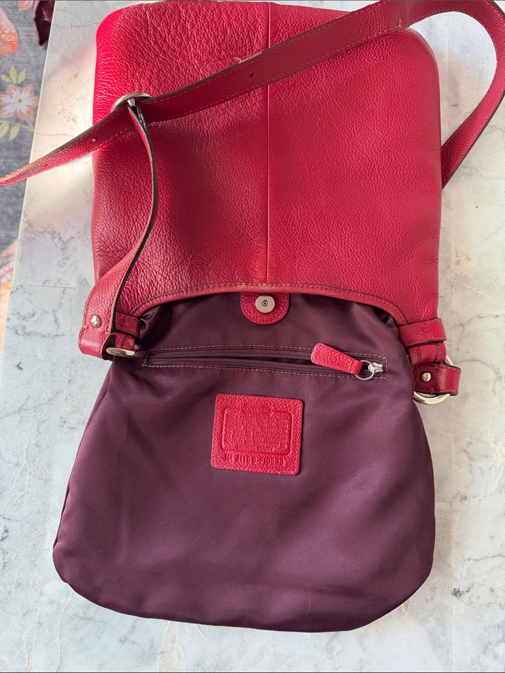 Coach Red Burgundy Leather Crossbody Bag - Picture 13 of 16